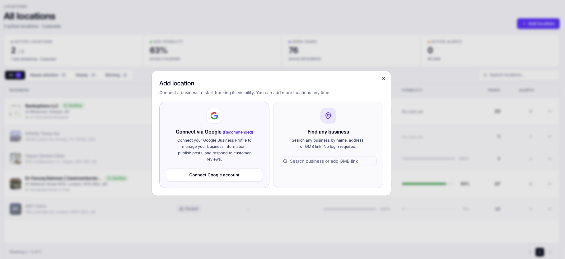 2 options to add new location on ranksphere.io