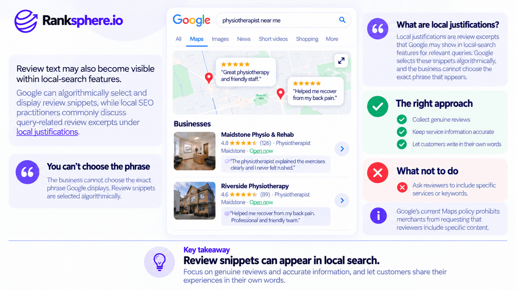 Google Review Snippets and Local Search Justifications