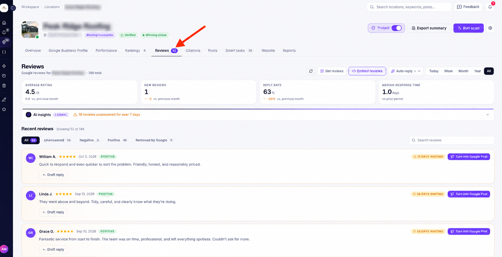how to open google reviews on ranksphere