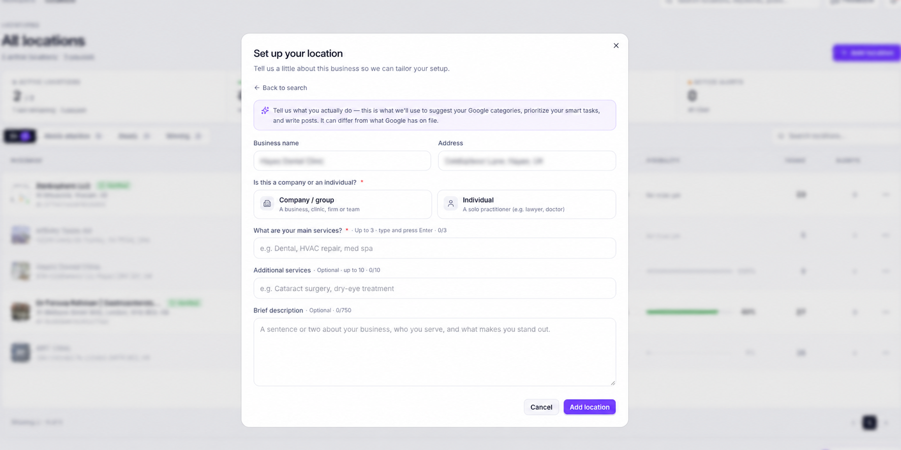 Setup new location in ranksphere.io