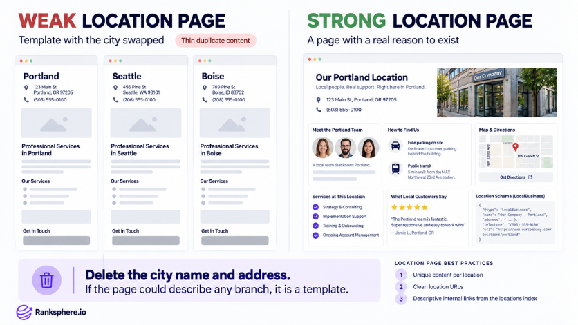 Multi-Location SEO – Weak vs. Strong Location Pages