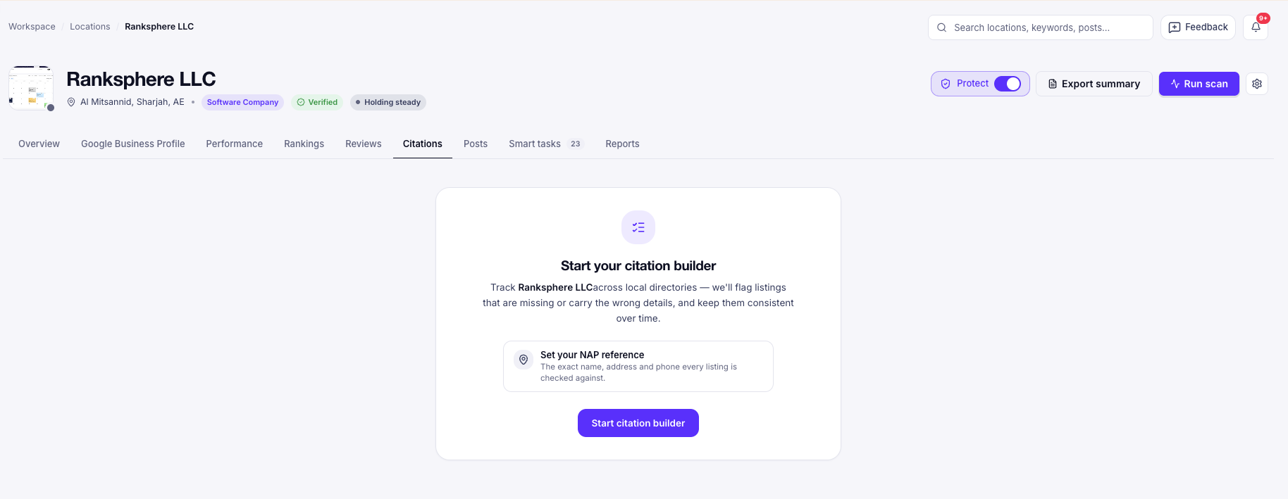 Setup NAP details by ranksphere.io