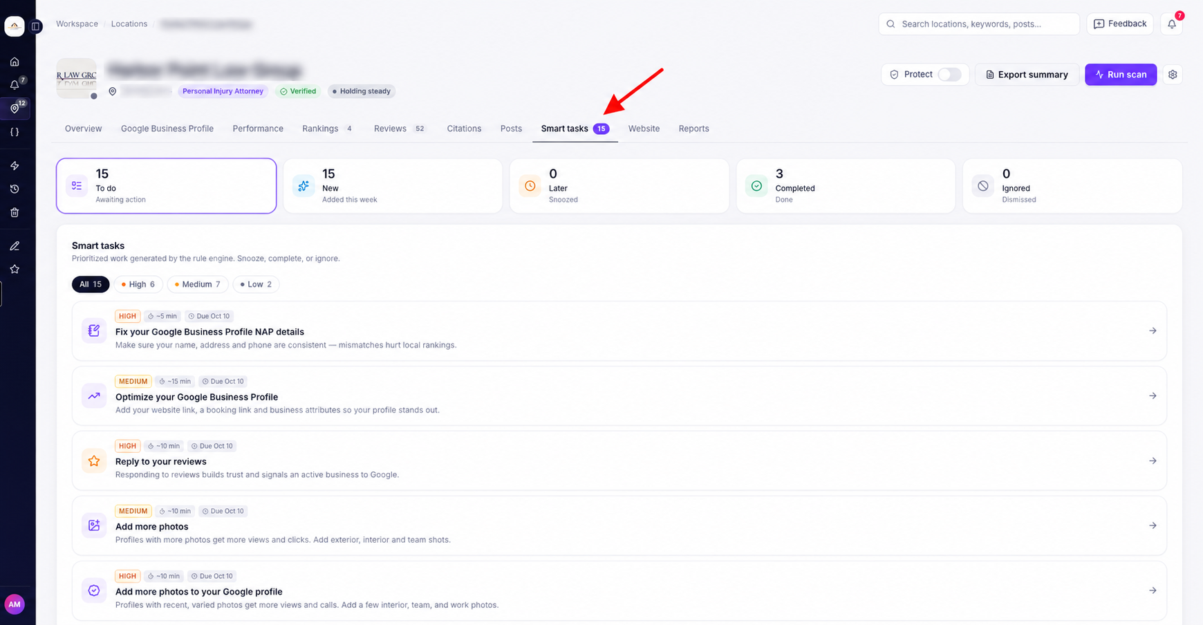 Smart Task Dashboard by ranksphere.io